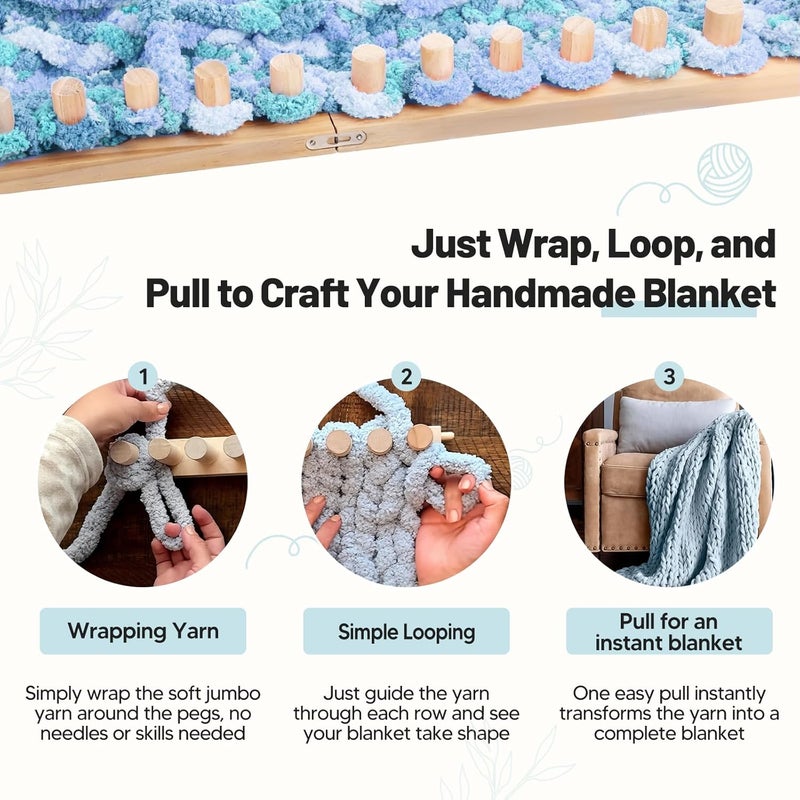 Badiman Wooden Knitting Loom Kit with Installation Tools, Adjustable DIY Crafting Home Decor Easy Assembly Reusable Wooden Peg Frame Beginner Friendly Gift, B - Image 5